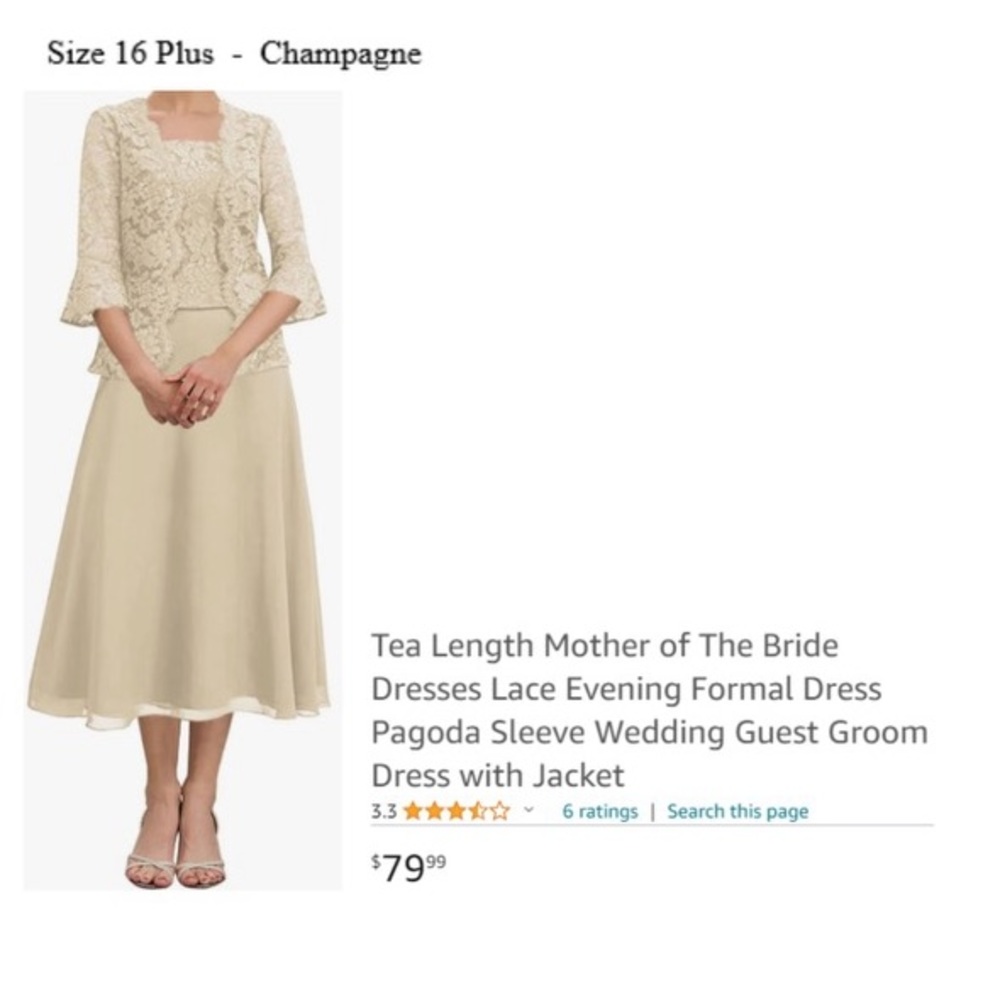 Tea Length Mother of The Bride Dresses Lace Evening Formal Dress